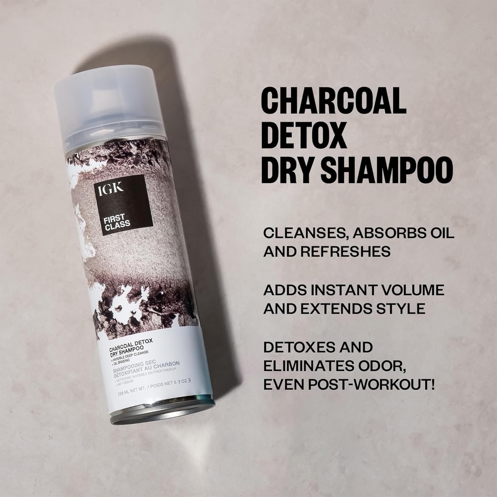 IGK First Class Charcoal Detox Dry Shampoo – Deep Cleansing & Volume (2-Pack)