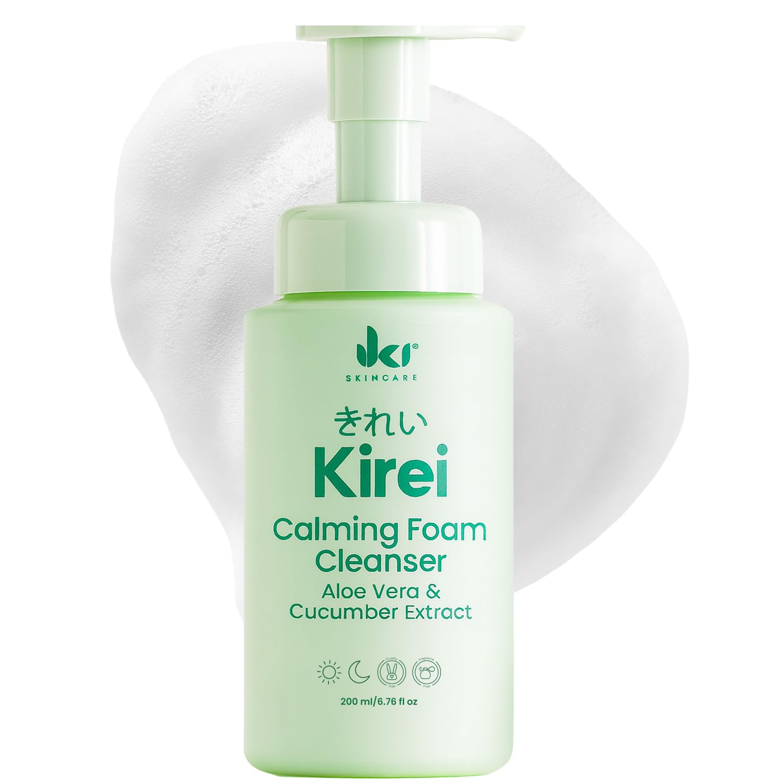 IKI Kirei Foam Cleanser – Gentle Hydrating Face Wash with Aloe Vera & Cucumber for Sensitive Skin
