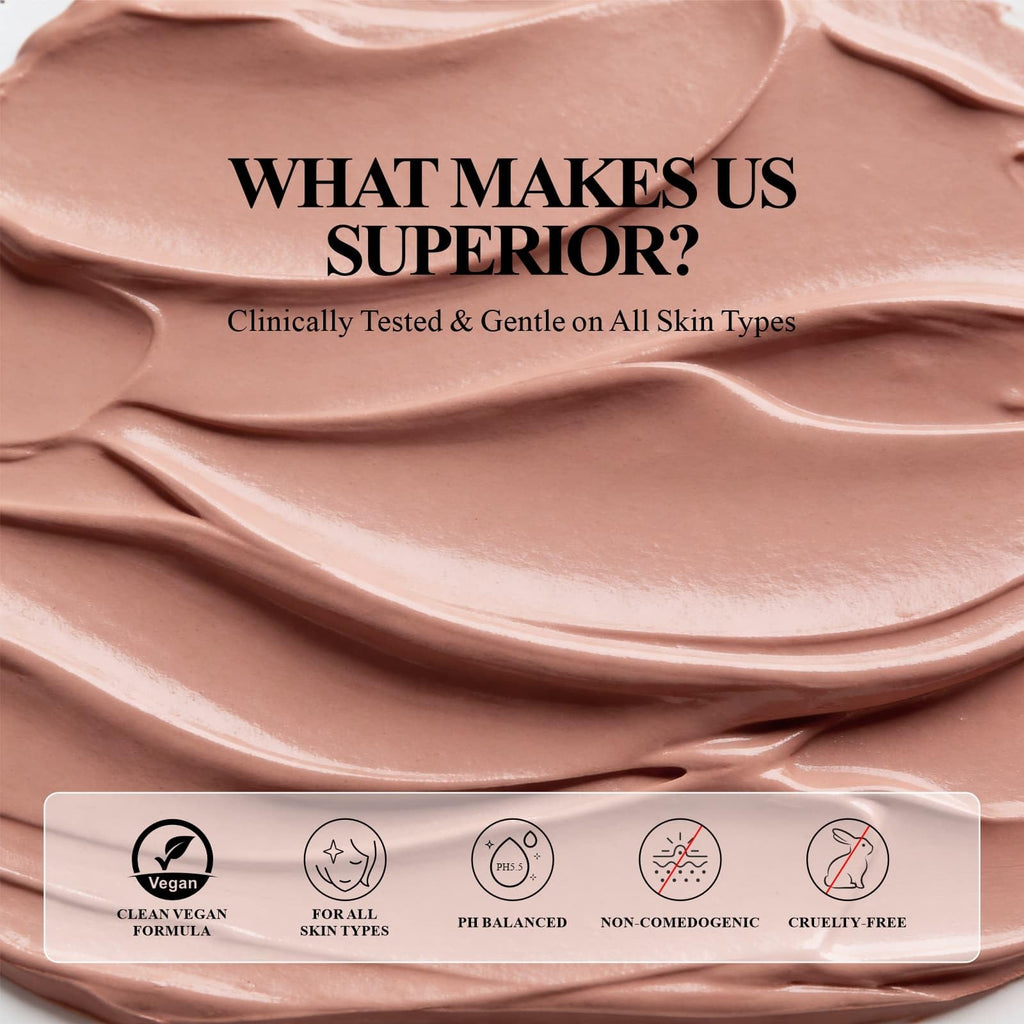 ICIKOL Deep Cleansing Red Clay Mask with Glacial Minerals – 5.3 oz Hydrating Mud Mask + Brush