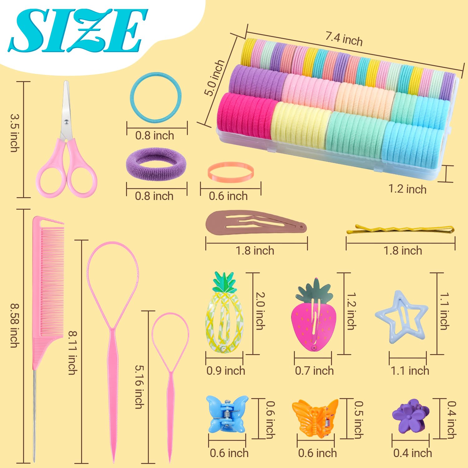 IKOCO 826PCS Elastic Hair Ties Kit – Colorful Hair Bands & Clips for Girls