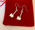 Cool quirky silver plated drop dangle axe earrings