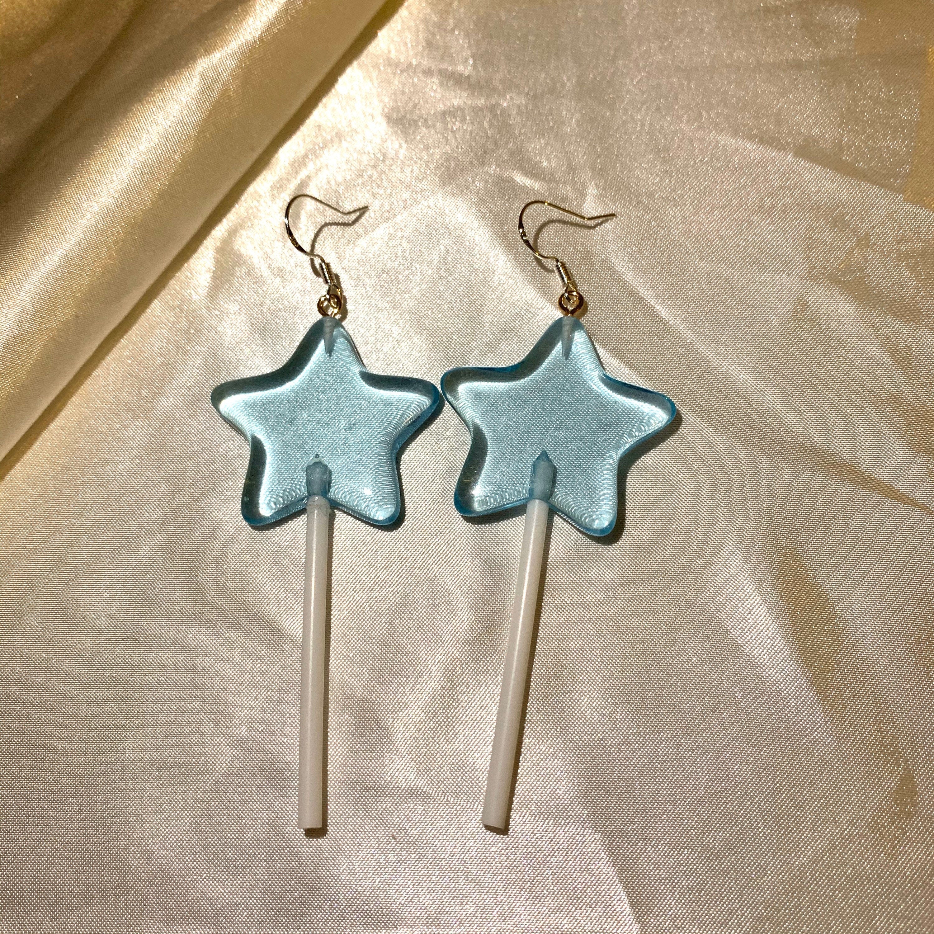 Colourful large Star Wand lollipop earrings