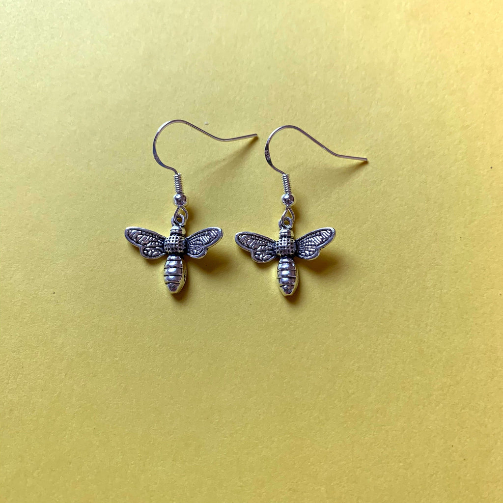 Silver bumble bee earrings