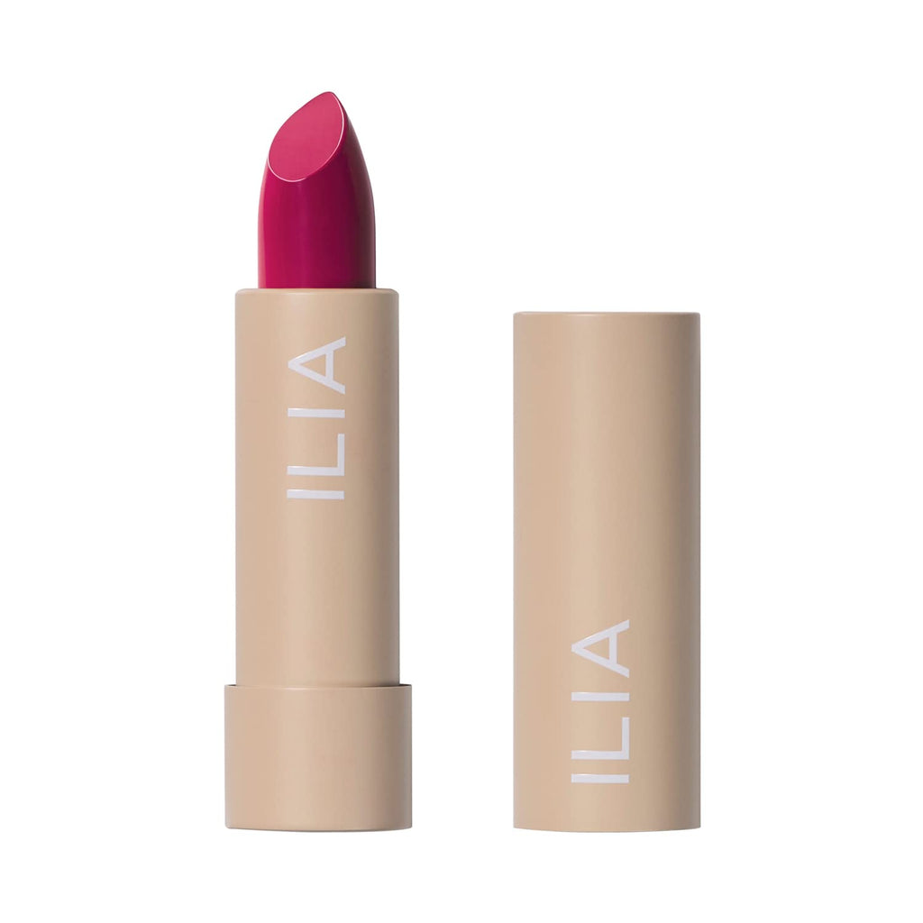 ILIA Color Block Lipstick Knockout — Bold Magenta, Non-Toxic, Vegan, Long-Lasting Hydration