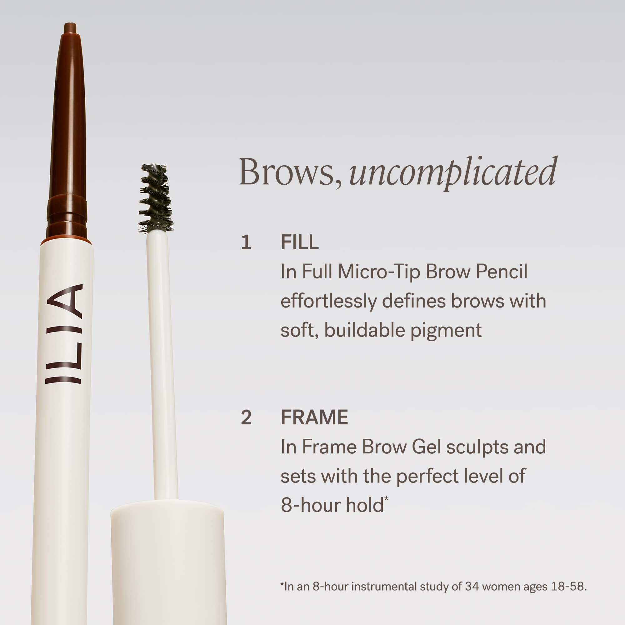 ILIA In Full Micro-Tip Brow Pencil with Spoolie - Dark Brown | Buildable Pigment, Fade-Resistant, Fragrance-Free & Silicone-Free | Safe for Sensitive Eyes | Vegan & Cruelty-Free