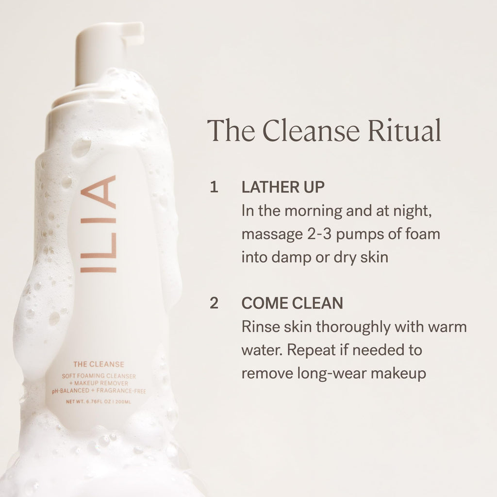 ILIA The Cleanse: Soft Foaming Cleanser + Makeup Remover | Replenish, Hydrate, Refresh Skin