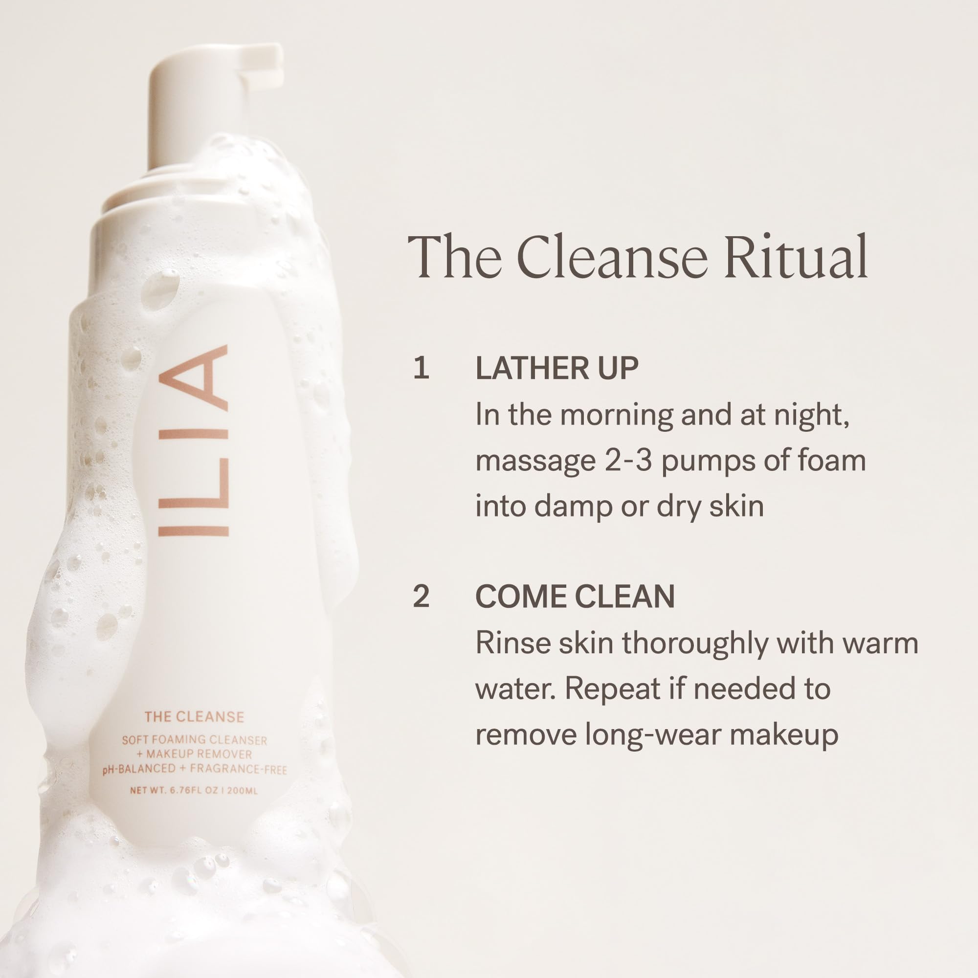 ILIA The Cleanse: Soft Foaming Cleanser + Makeup Remover | Replenish, Hydrate, Refresh Skin