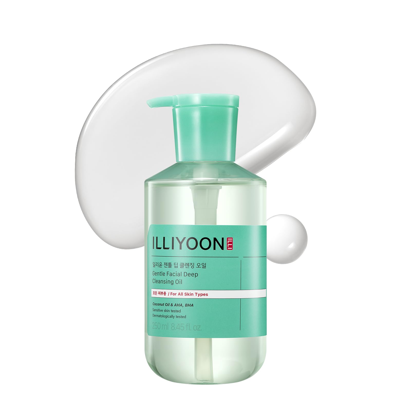 Illiyoon Gentle Deep Cleansing Oil | Lightweight Coconut Oil Cleanser with AHA/BHA – Fragrance-Free, Vegan, 8.45 fl oz