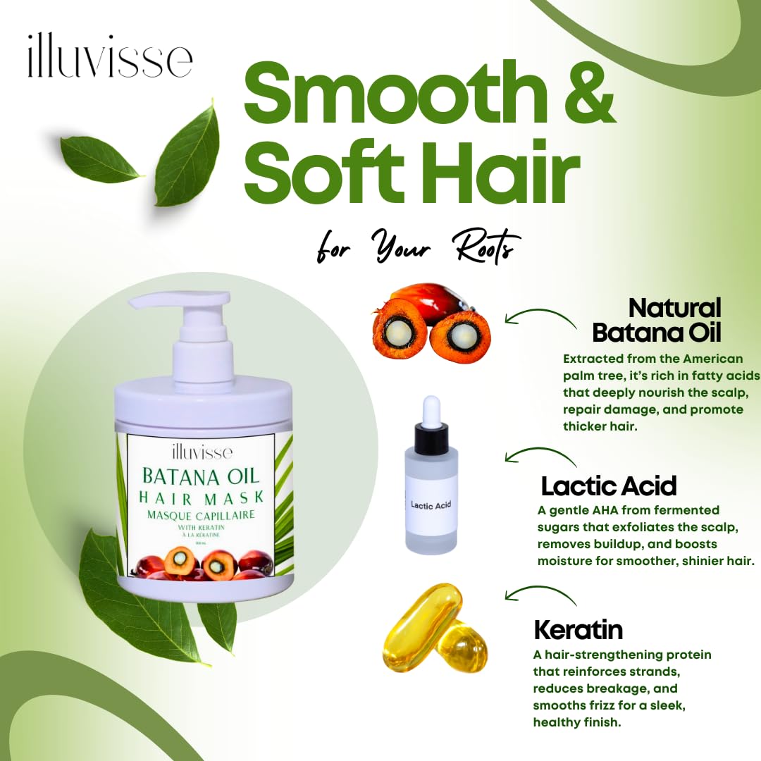 ILLUVISSE Batana Oil Hair Mask with Keratin – Deep Conditioning for Damaged Hair (500mL)