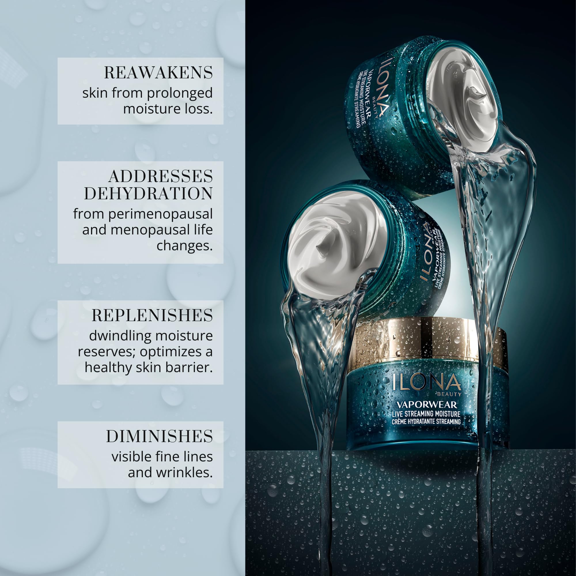 ILONA Vaporwear Live Streaming Moisturizer – 24/7 Rehydration with Ceramides, Hyaluronan & Peptides