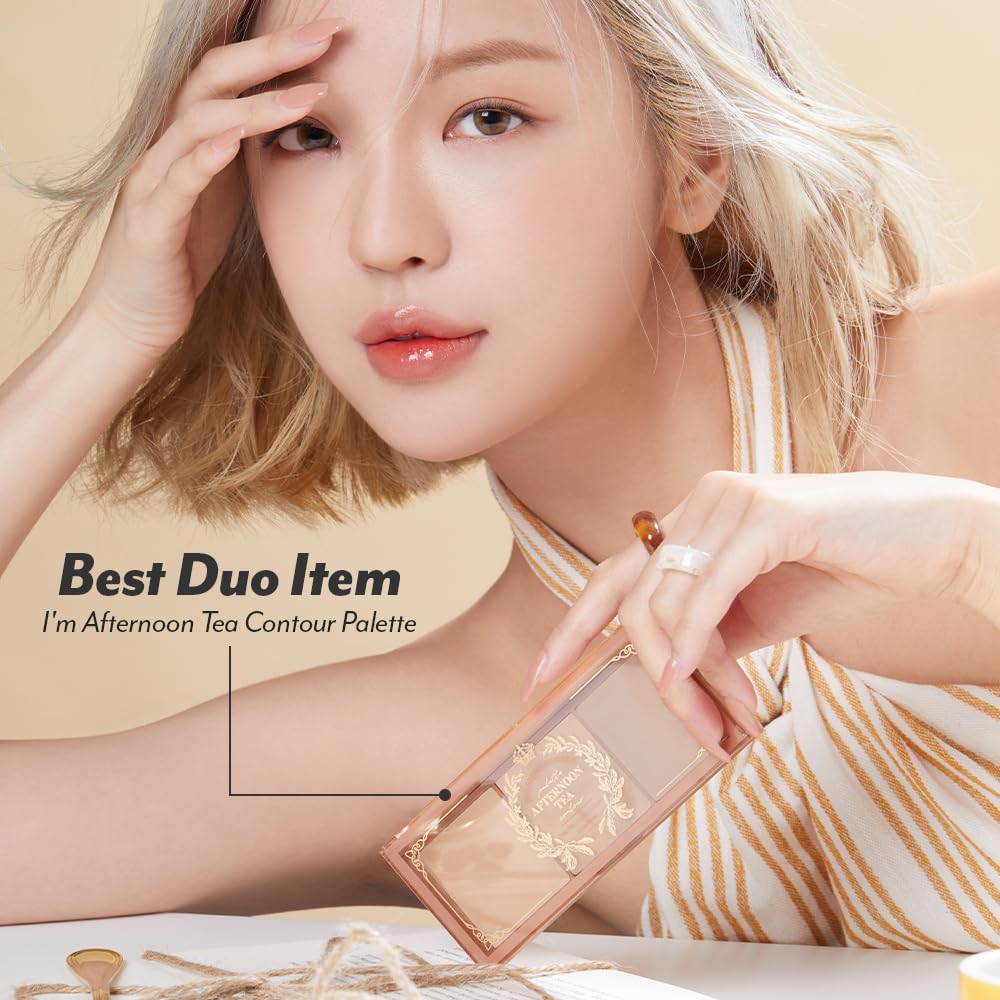 I'M MEME Blusher Palette - Afternoon Tea Blossom Tea | Soft Pink, Peach, Lavender | 3-Shade Matte Blush for All Skin Tones | 0.4 oz