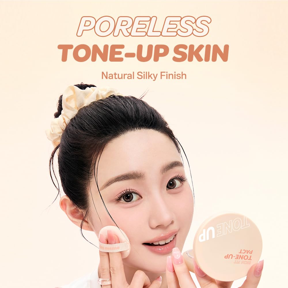 I'M MEME Compact - Skin Fit Tone Up Pact | Flawless Finish Powder, Aqua Sebum, Oil Control, 0.35 oz