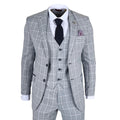 IM11 - Men's Light Blue 3 Piece Plaid Check Suit