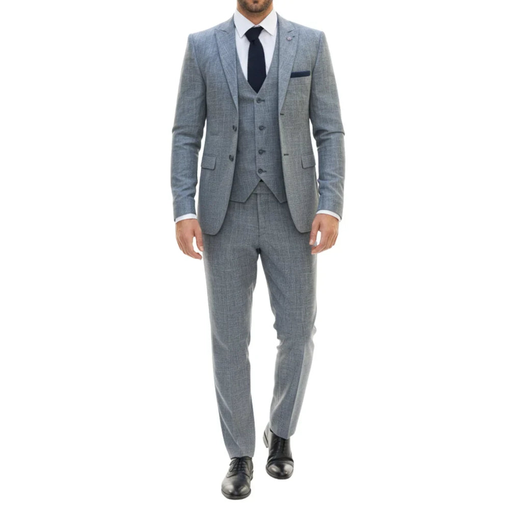 IM33 - Men's 3 Piece Blue Tailored Fit Suit
