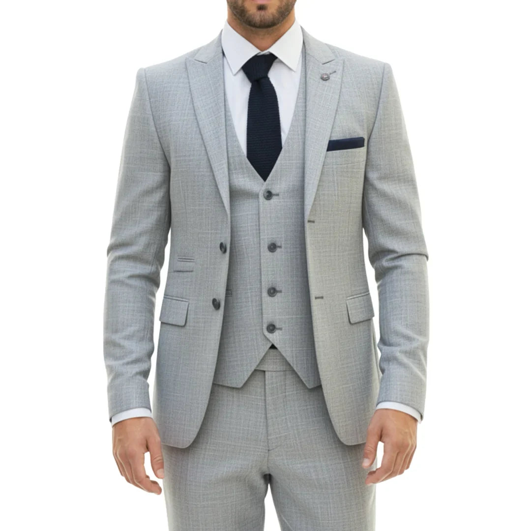 IM33 - Men's 3 Piece Grey Tailored Fit Suit
