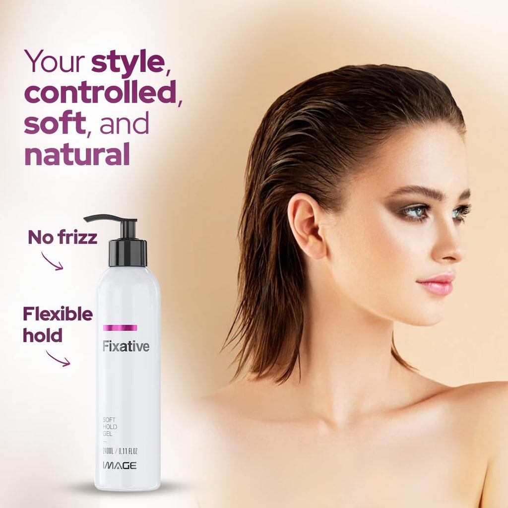 Image Fixative Natural Styler Hair Gel – Soft Hold, Frizz Control, UV Protection | 32 Fl Oz