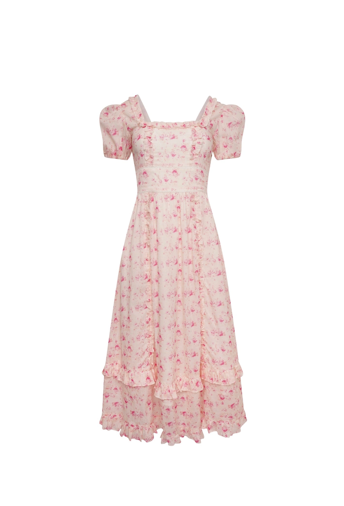 Amy Jane London Fairytale Heidi Floral Ruffle Detail Puff Sleeve Midi Dress