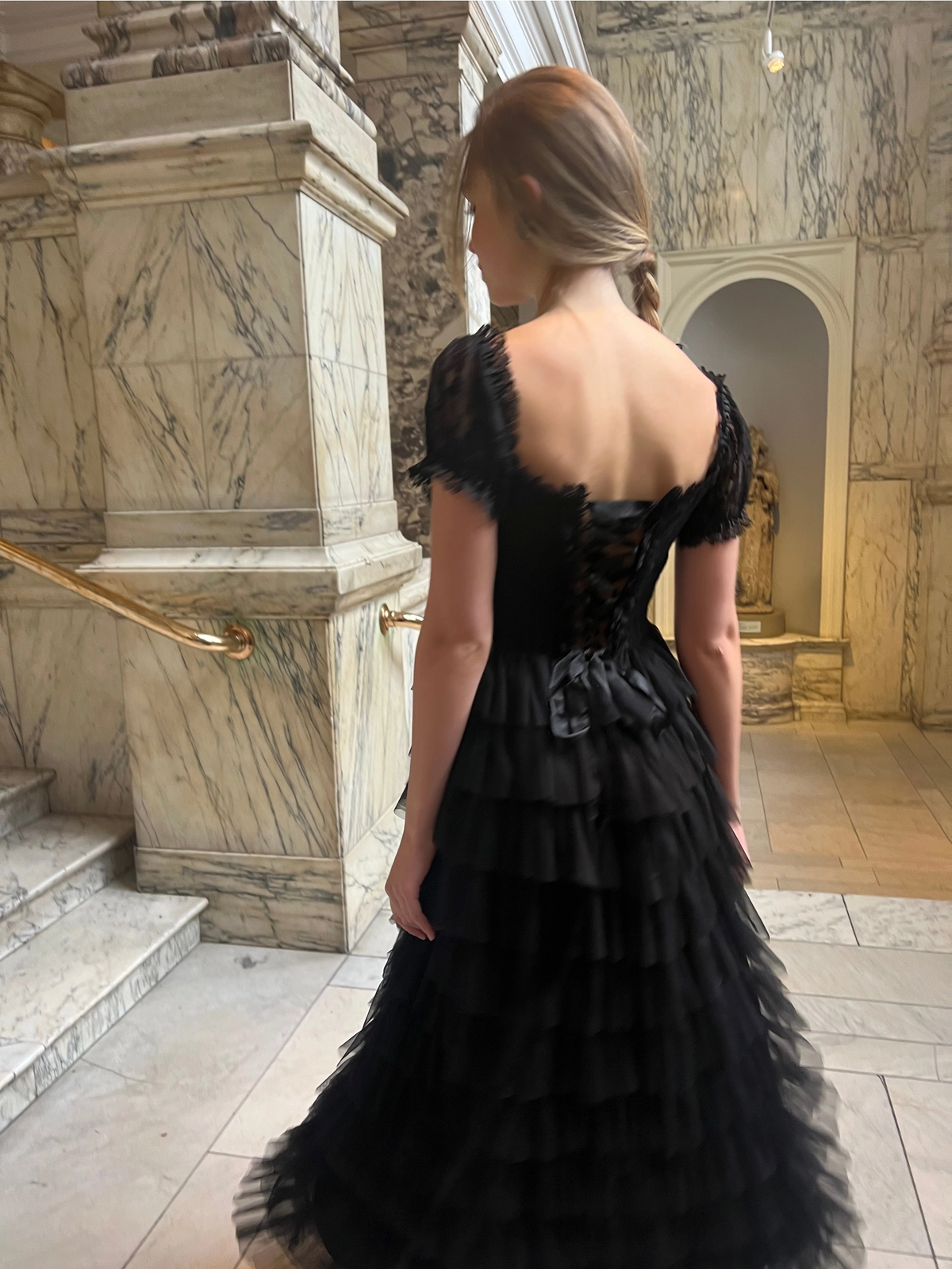 Amy Jane London Black Lace Sweetheart Neck Coquette Sofia Maxi Tulle Dress