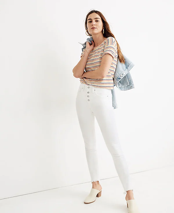 Madewell 10" High-Rise Pure White Skinny Jeans Step-Hem Edition