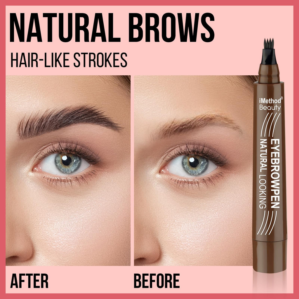 iMethod Eyebrow Pen with 4 Fork Tip – Natural Hair-Like Brows, Waterproof & All-Day Wear