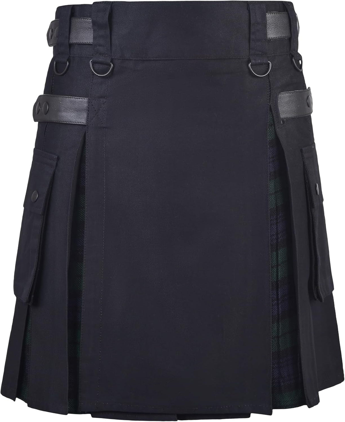 Women’s Hybrid  Black Watch Tartan Kilt Skirt – Adjustable Closure, Pleated, Durable Acrylic