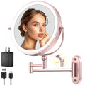 IMIKONA 9-Inch Wall Mounted Lighted Makeup Mirror – 1X/10X Magnification, 4000mAh Rechargeable, 3 Color Lights