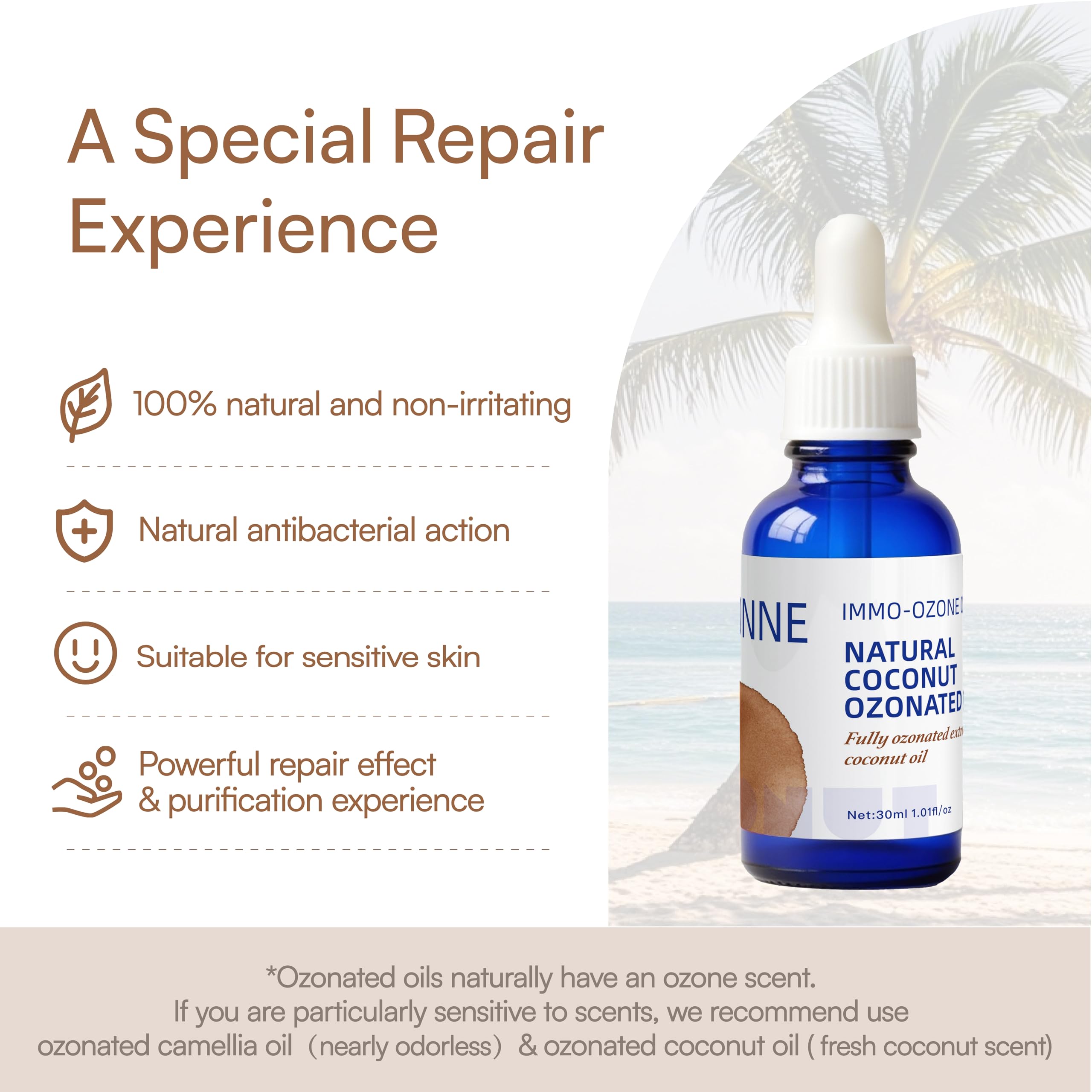 IMMO Ozonated Coconut Oil – 100% Natural & Organic Multi-Purpose Oil for Skin, Beauty & Oral Care | 30 mL