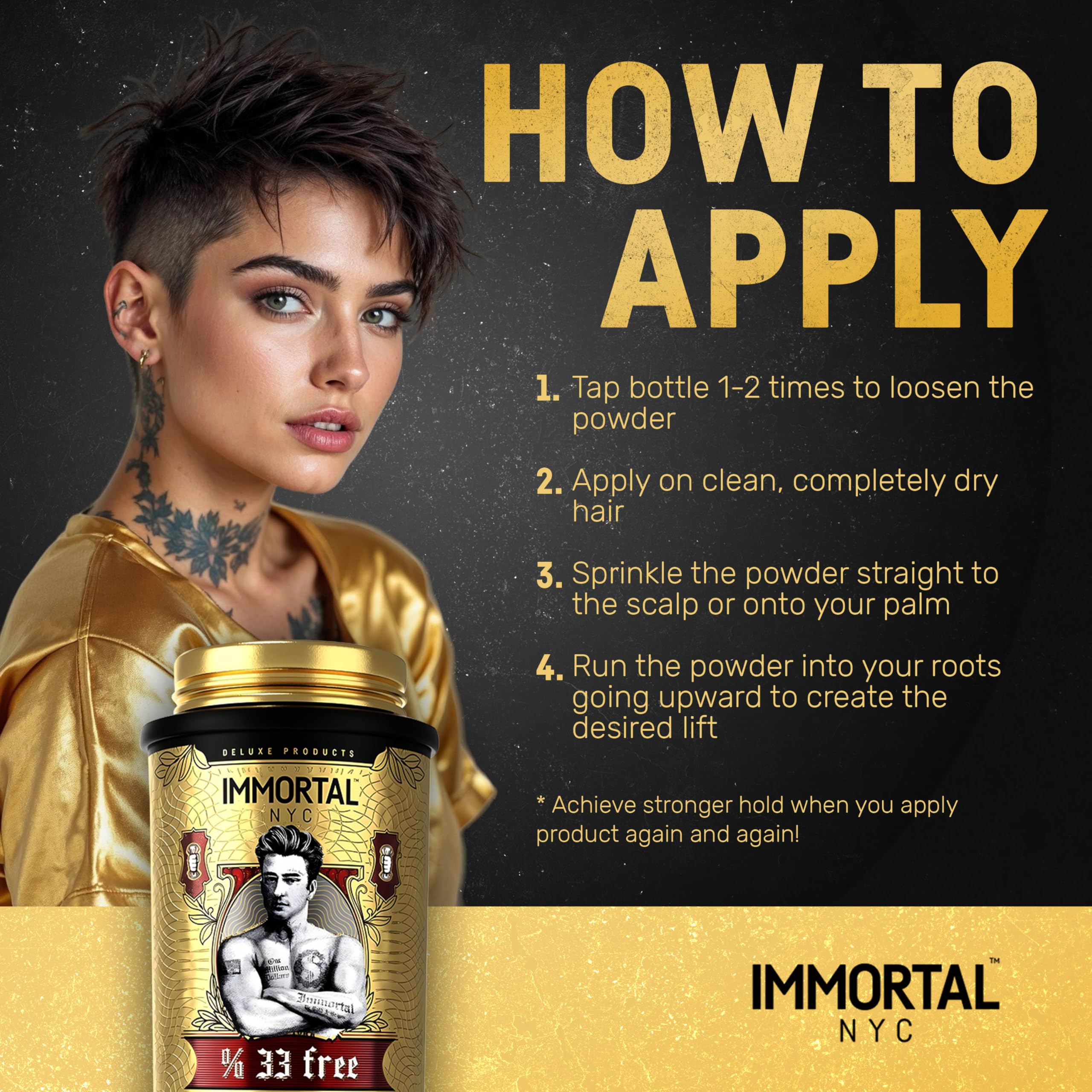 Immortal NYC The One In A Million Dollars Texture/Volume Powder – Extra Strong Hold, Natural Matte Look (0.7oz/20g)