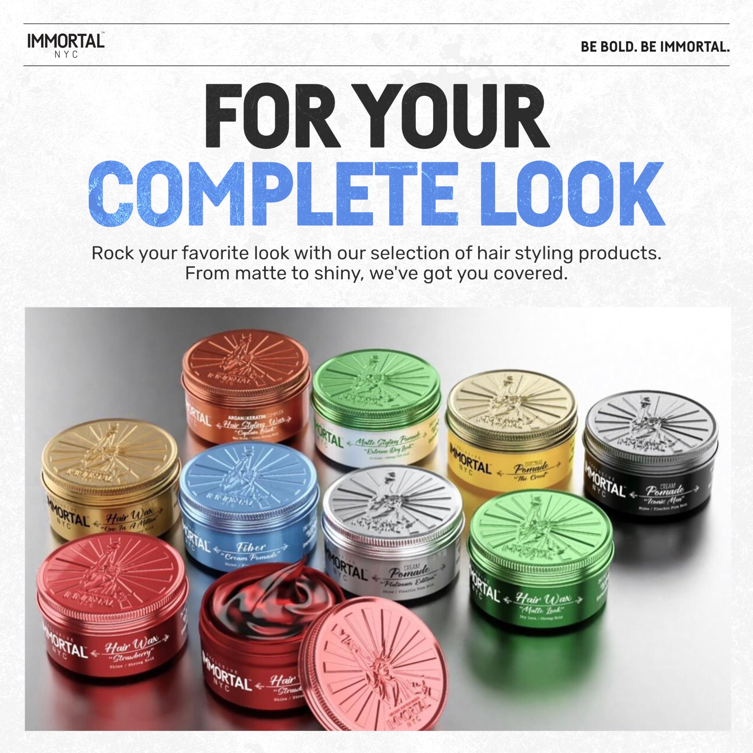 Immortal NYC Fiber Cream Pomade – Flexible Hold, Low Shine, Water-Based Hair Styling for Men