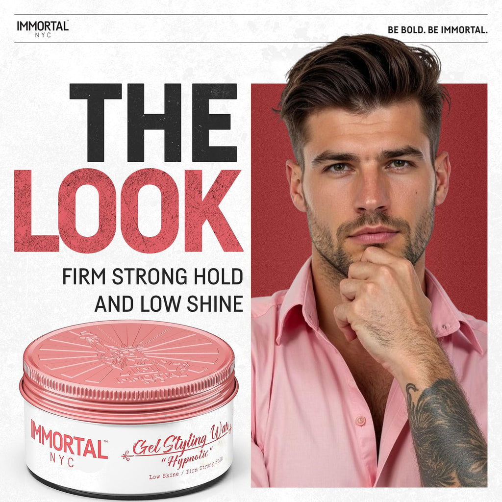 Immortal NYC Hair Gel Styling Wax Hypnotic — Maximum Hold, Low Shine, All-Natural Water-Based Pomade