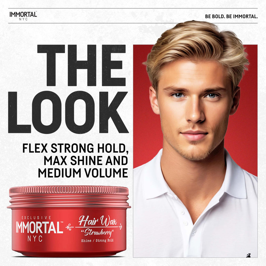 Immortal NYC Strawberry Hair Wax — 8/9 Hold, Maximum Shine | Water-Based, No Residue