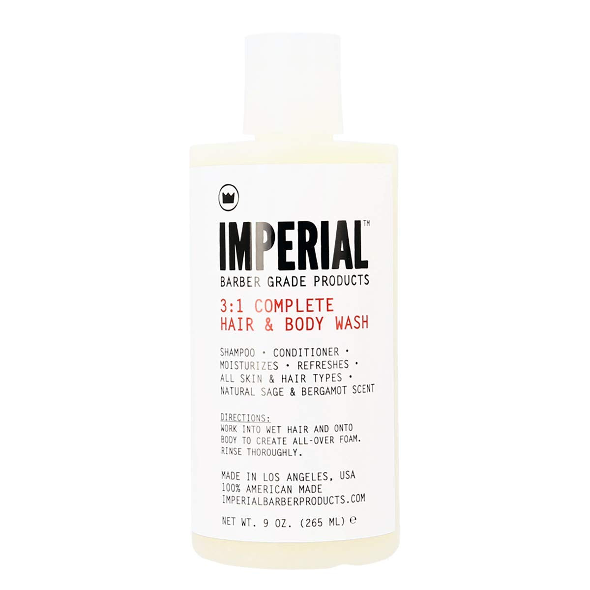 Imperial Barber Grade 3:1 Complete Hair & Body Wash – 3-in-1 Shampoo, Conditioner & Body Wash