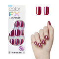imPRESS No Glue Mani Color FX This City – Dark Red, Short Squoval Nails Kit
