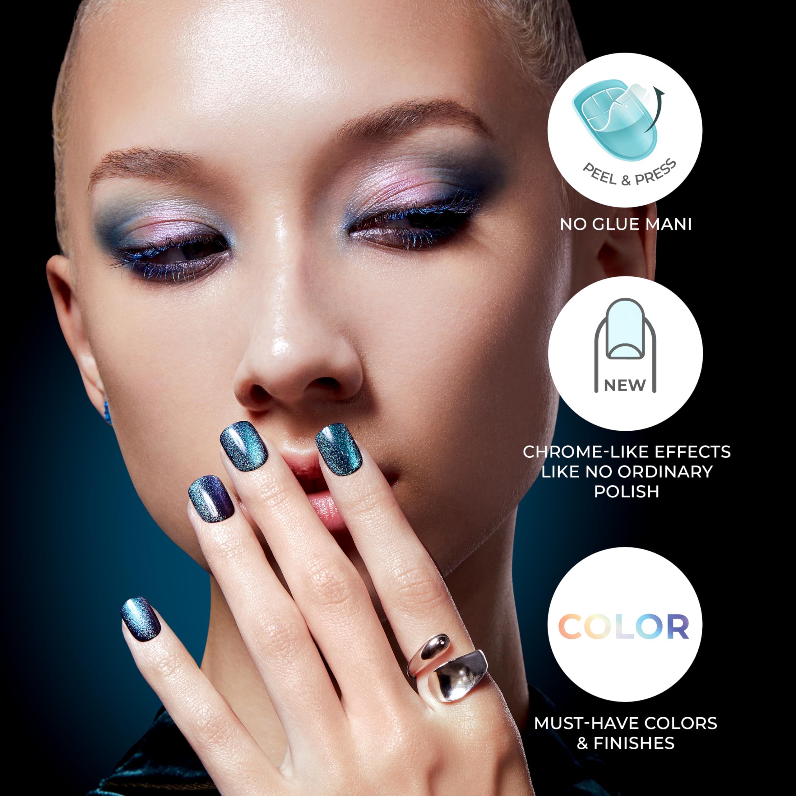 imPRESS Color FX Satellite No-Glue Press On Nails – Light Pink, Short Squoval, 30 Nails Kit