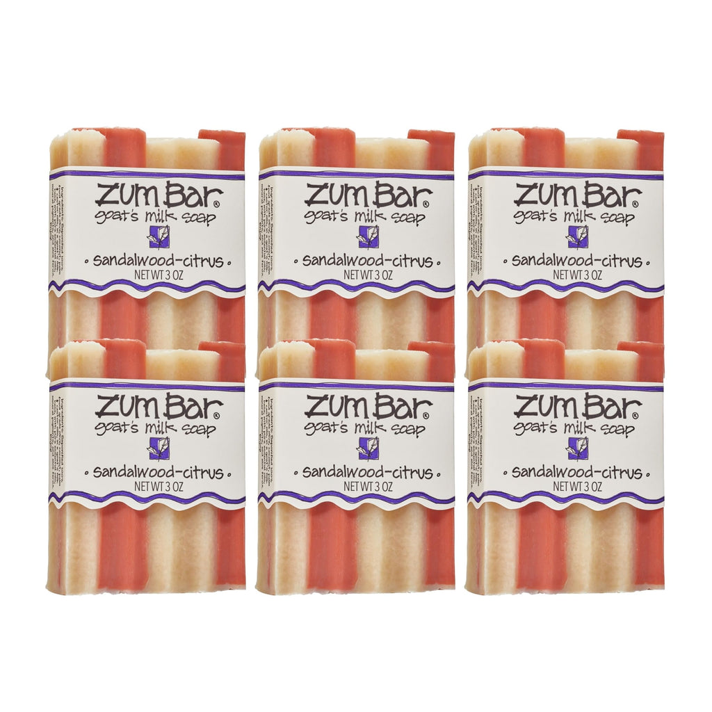 Indigo Wild Zum Goat Milk Soap Bar – Sandalwood-Citrus, 3 oz, 6 Pack | Hand & Body Soap
