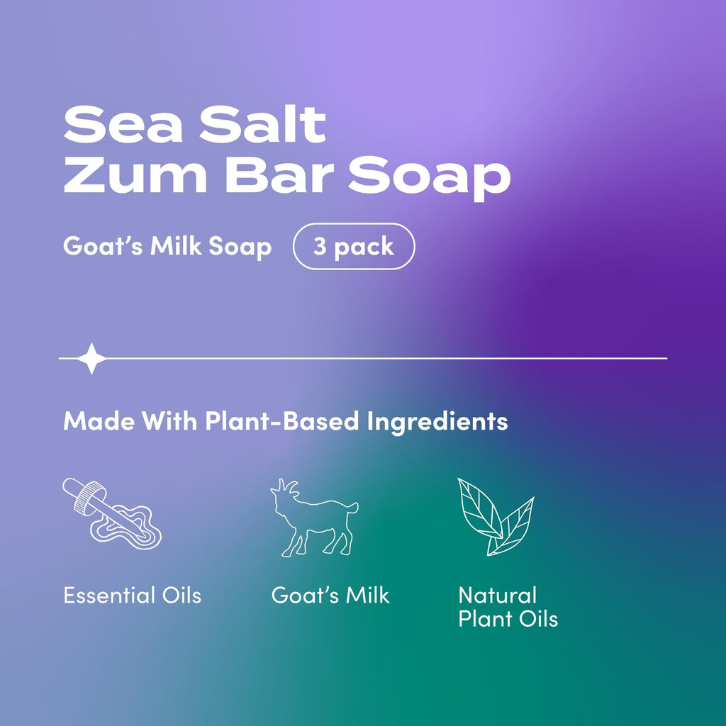 Indigo Wild Zum Goat Milk Soap Bar – Sea Salt, 3 oz, 3-Pack | Hand & Body Cleanser with Essential Oils