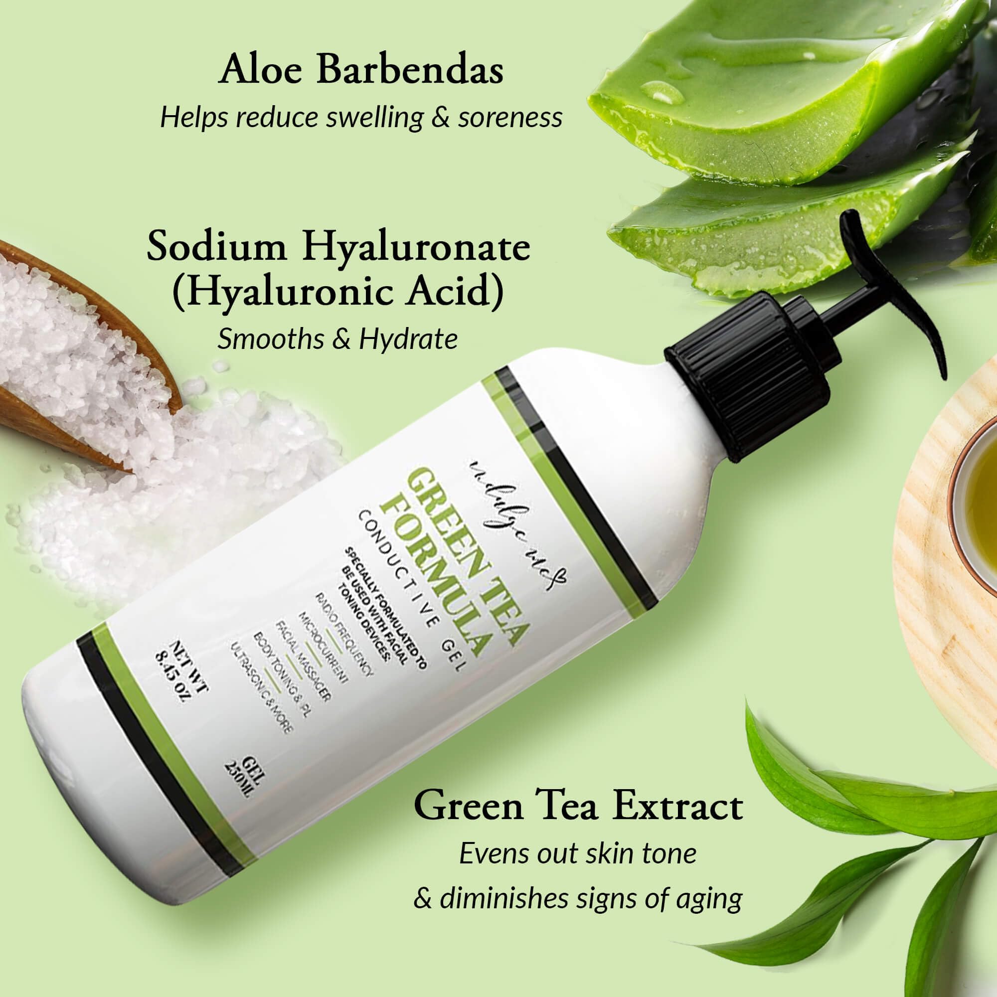 IndulgeMe Facial Conductive Gel for Microcurrent Devices – Korean Green Tea, Aloe & Hyaluronic Acid
