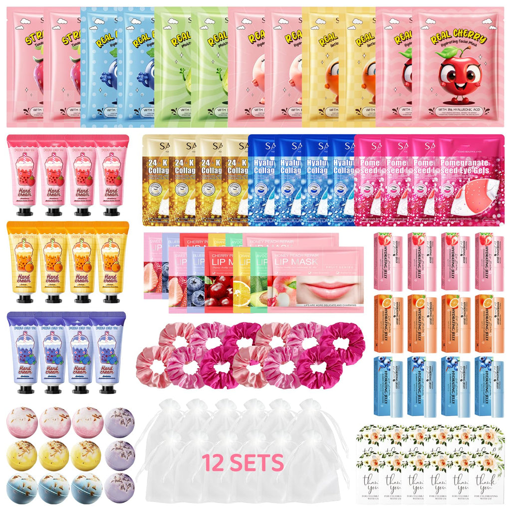 InfiniteRelax 108-Piece Spa Party Supplies for Sleepovers | Face Masks, Hand Cream, Lip Balm & More