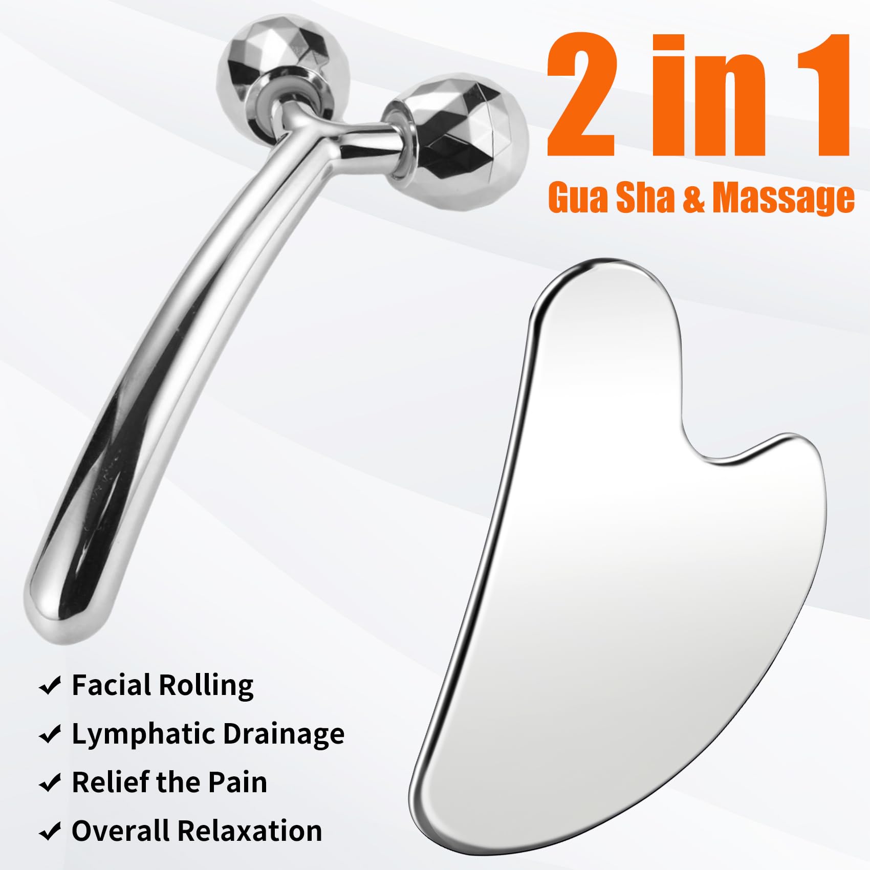 InfiniteRelax Face Massager – Metal Roller & Gua Sha Tool for Spa-Like Skincare