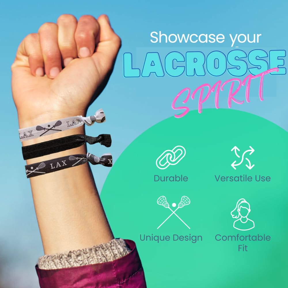 Infinity Collection Lacrosse Hair Accessories: No-Crease Hair Ties, Pack of 2 (6 Ties per Pack) – Gift for Girls Lacrosse Players