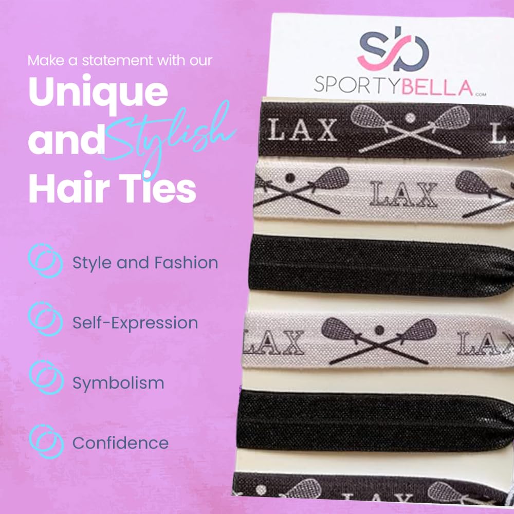 Infinity Collection Lacrosse Hair Accessories: No-Crease Hair Ties, Pack of 2 (6 Ties per Pack) – Gift for Girls Lacrosse Players