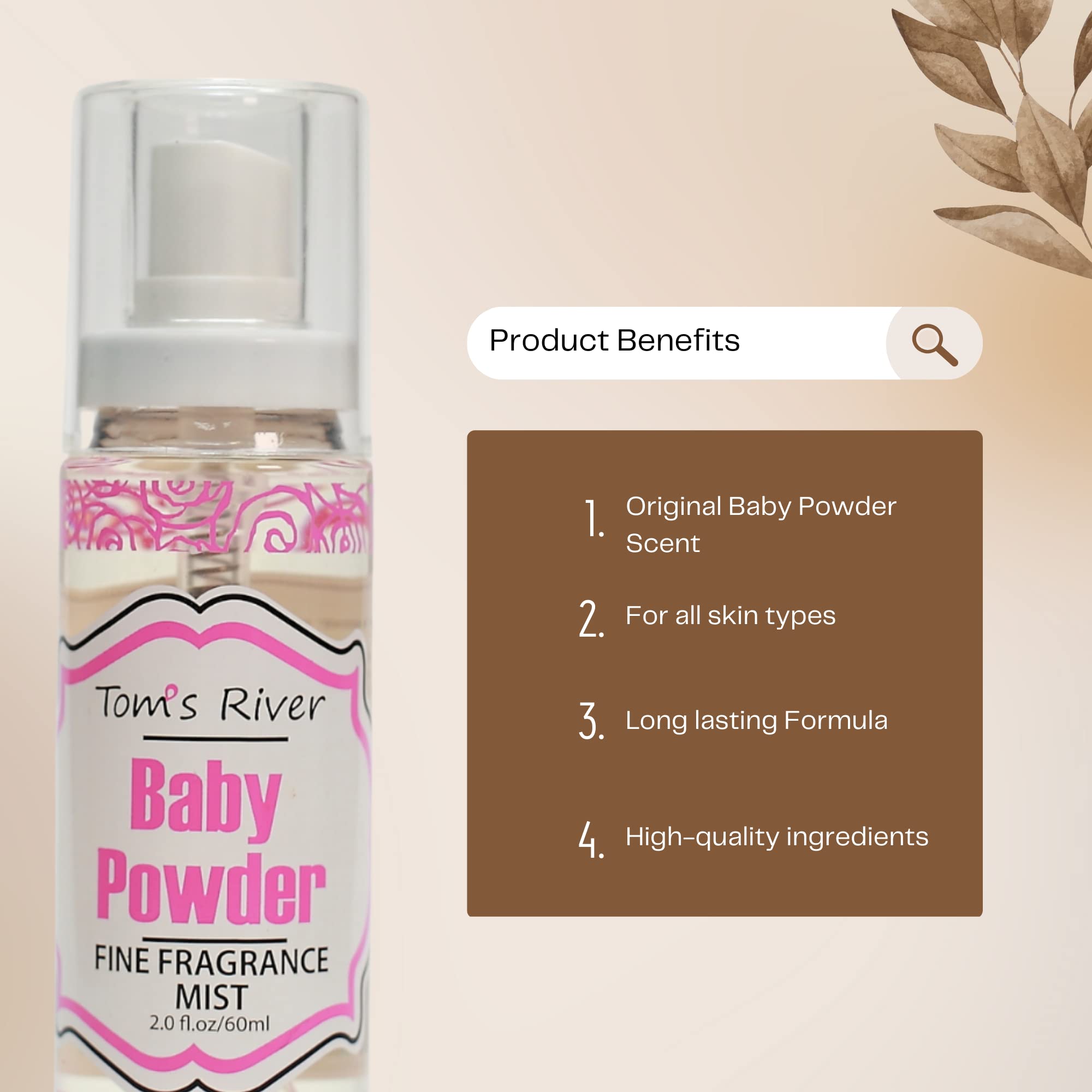 Infinix Baby Powder Scent Fragrance Mist – Unisex 2 oz, Clear Bottle