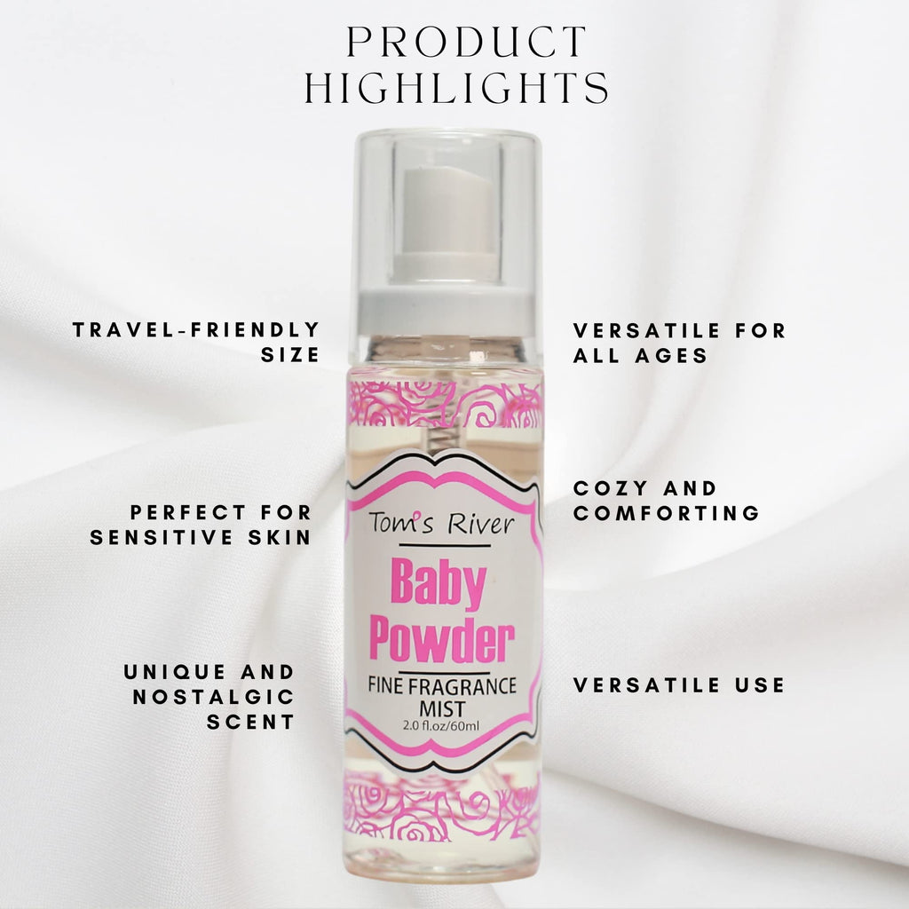 Infinix Baby Powder Scent Fragrance Mist – Unisex 2 oz, Clear Bottle