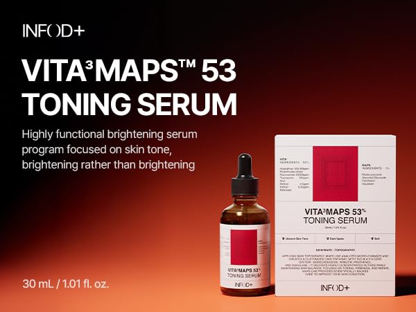 INFODPLUS VITA³MAPS 53 Toning Serum – Niacinamide & Sea Buckthorn | Brightening & Even Tone Night Serum