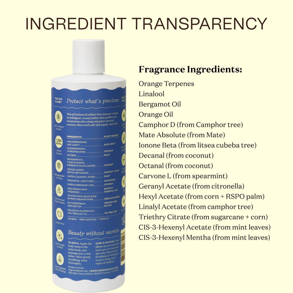 Ingreendients Moisturizing Body Wash for Sensitive & Dry Skin — pH Balanced, Vegan, Sulfate-Free, 16 FL. OZ