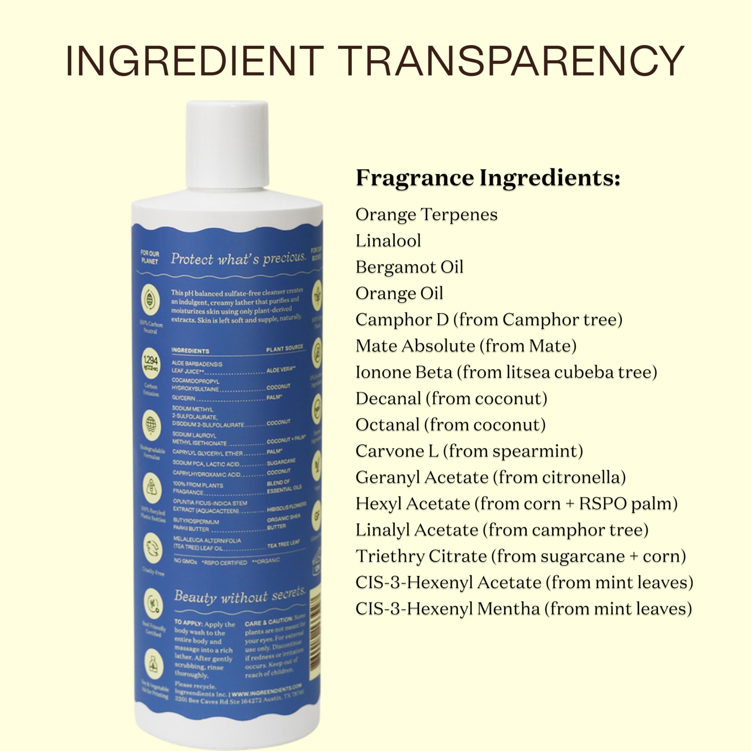 Ingreendients Natural Body Wash – Organic, Moisturizing, Vegan, Sulfate Free (2x16 oz)