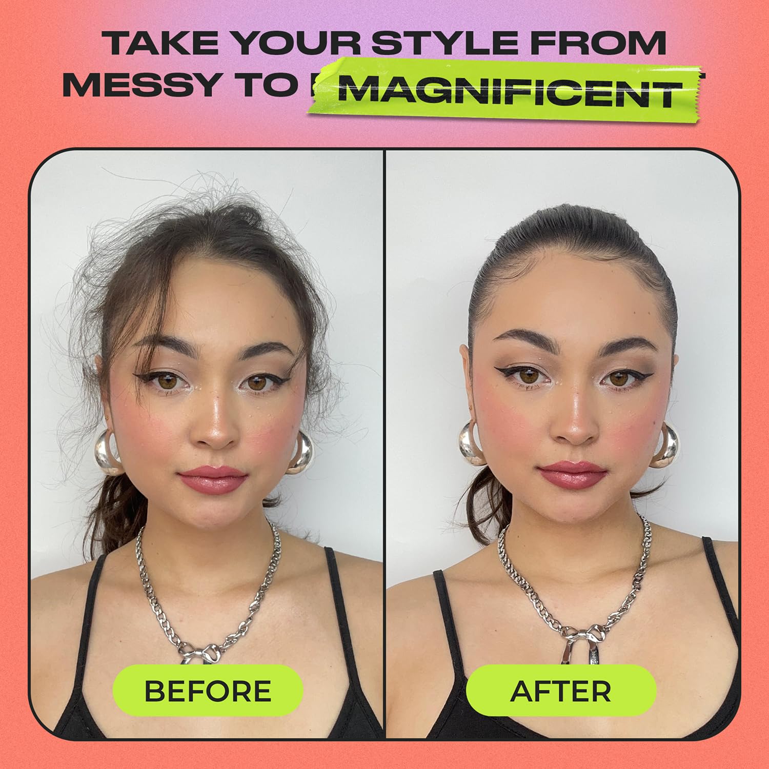INH Hair Mascara for Flyaways – Travel-Size Finishing Stick with Charm Keychain | Peach 8ml