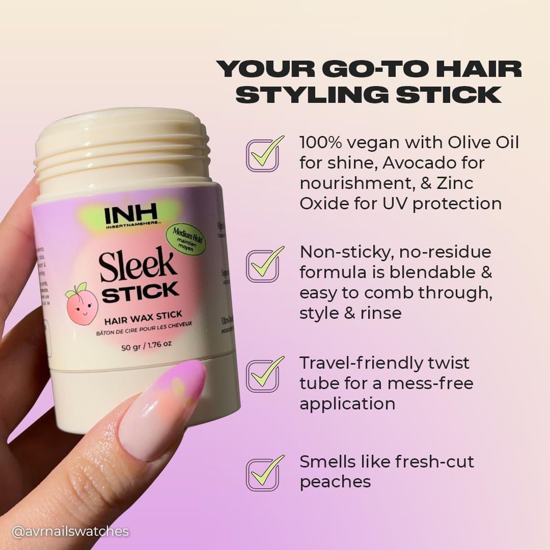 INH Hair Wax Sleek Stick – Vegan Hair Wax Roller for Tame Flyaways & Frizz | 1.76 oz