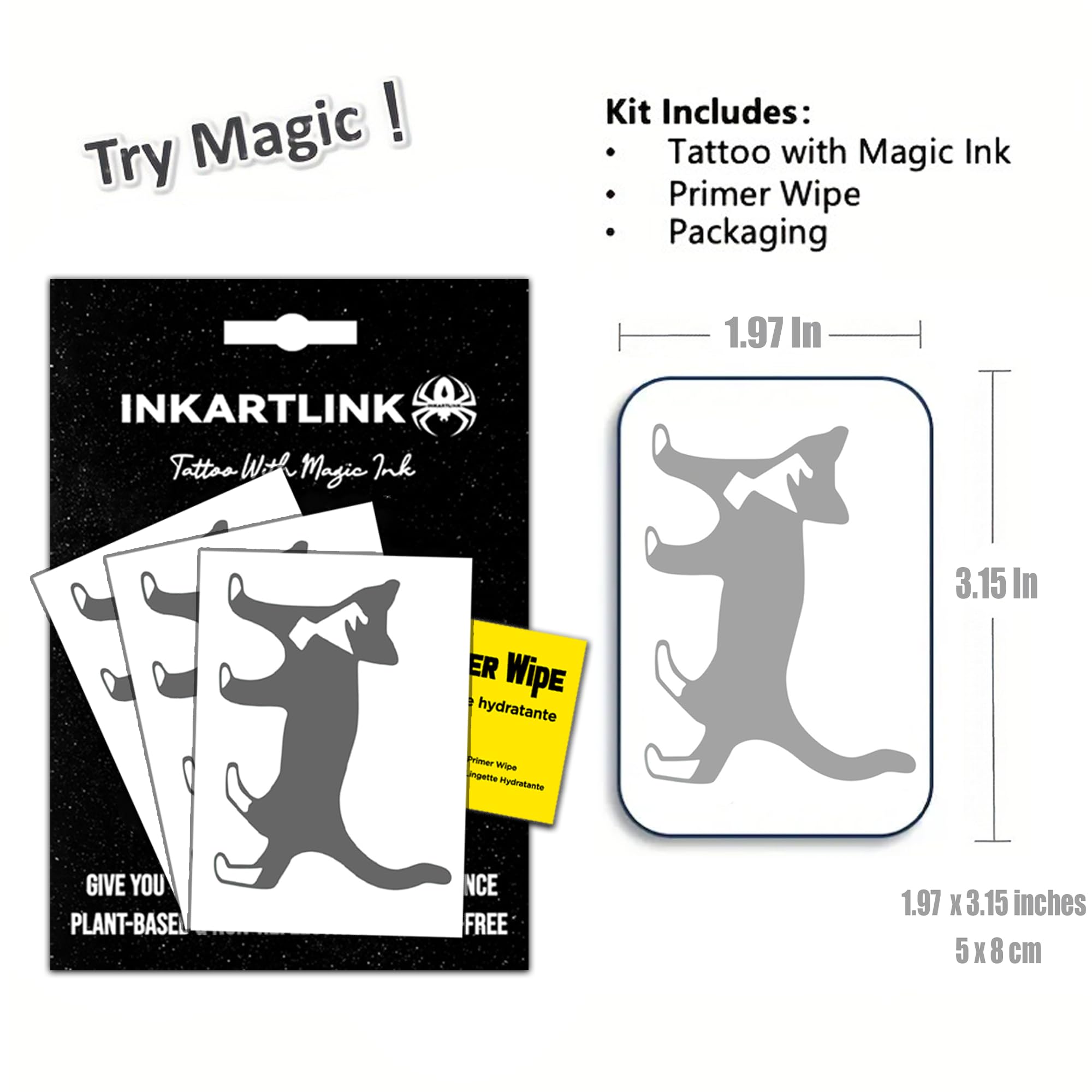 INKARTLINK Semi-Permanent Tattoos – 3 Sheets of Small Dog Designs, Waterproof & Realistic