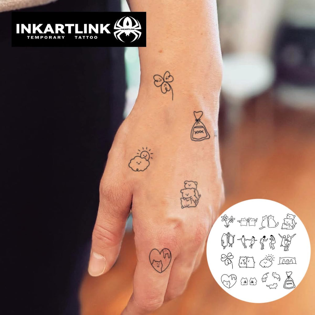 INKARTLINK Semi-Permanent Tattoos – Simple Line 7, Waterproof & Realistic